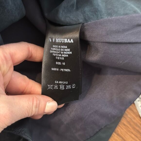 Muubaa lamb leather navy draped zipper jacket 6 - Picture 10 of 16